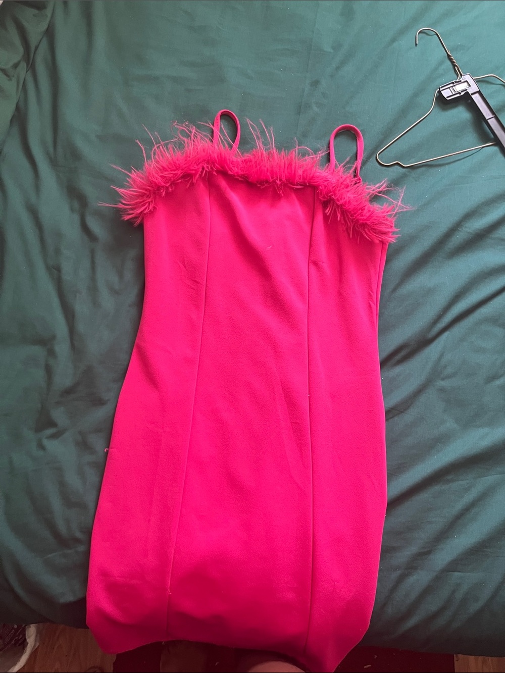Pink dress with and fluffy across the top